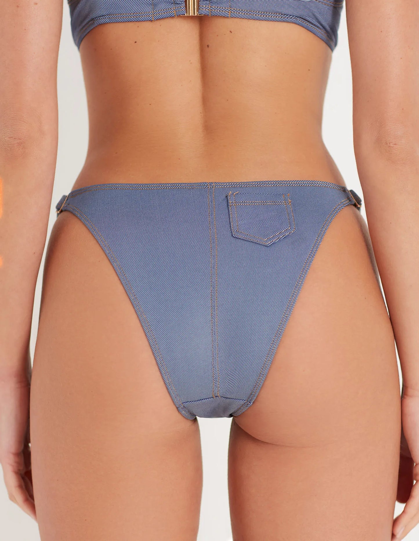 Adjustable bikini thong - Denim