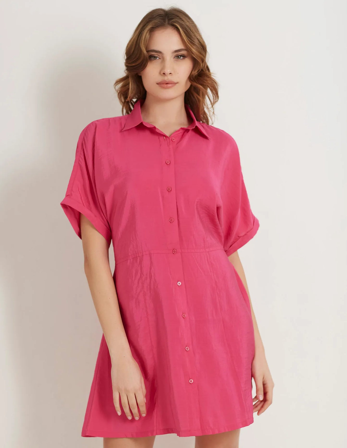 Short-sleeved Shirt Cut Dress - Summer Glam