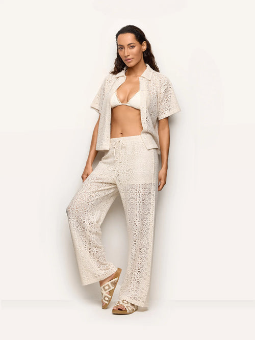 pantallona te gjata per femra yamamay crochet ivory panna