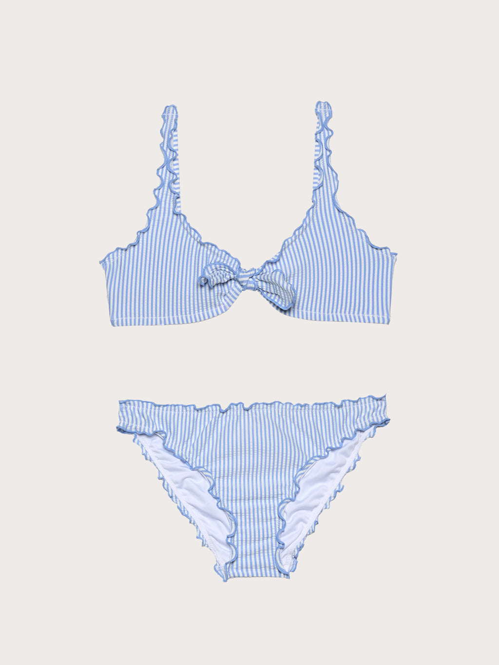Seersucker - Bikini me reçipeta dhe mbathje për vajza