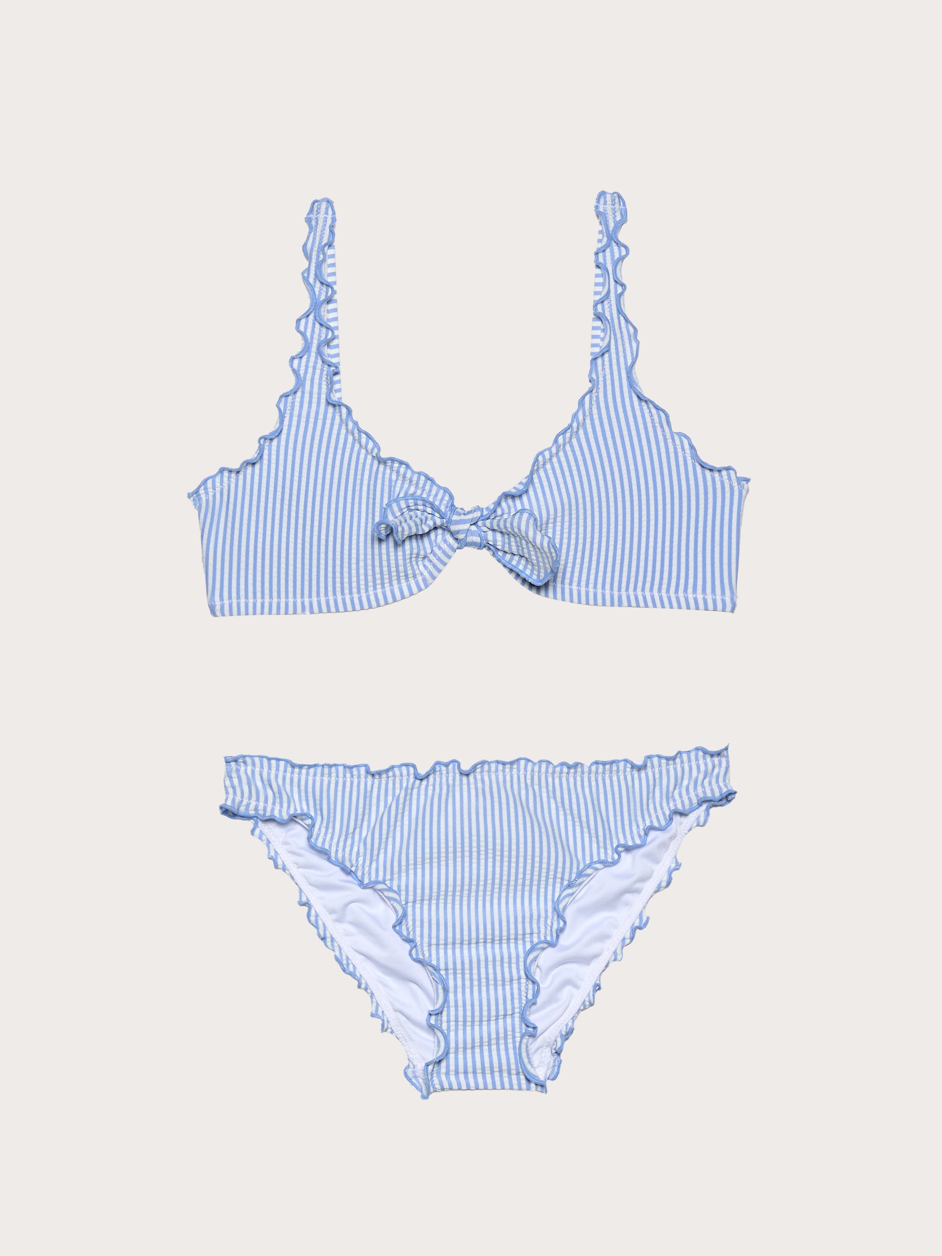 Seersucker - Bikini me reçipeta dhe mbathje për vajza