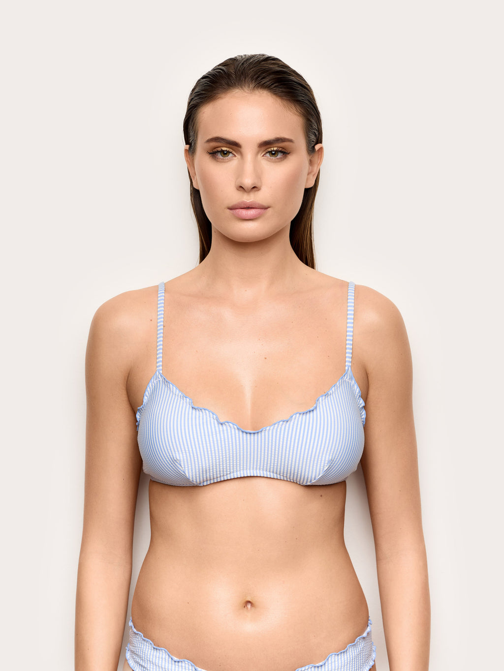 Seersucker - Reçipeta bikini bralette me mbushje për femra