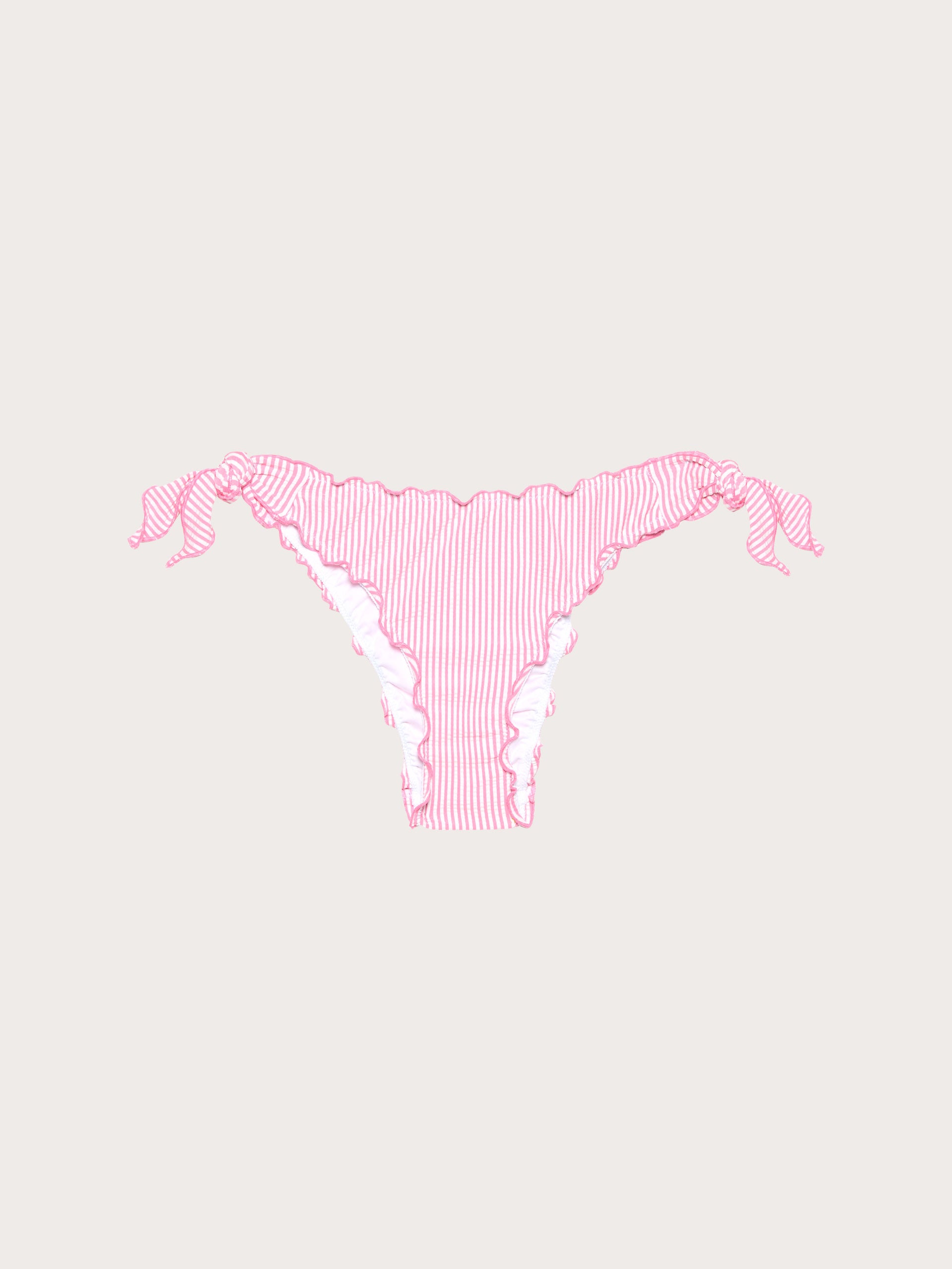 Seersucker - Mbathje bikini me lidhëse anësore për femra