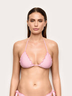 Seersucker - Reçipeta bikini trekëndësh me kupa të heqshme për femra