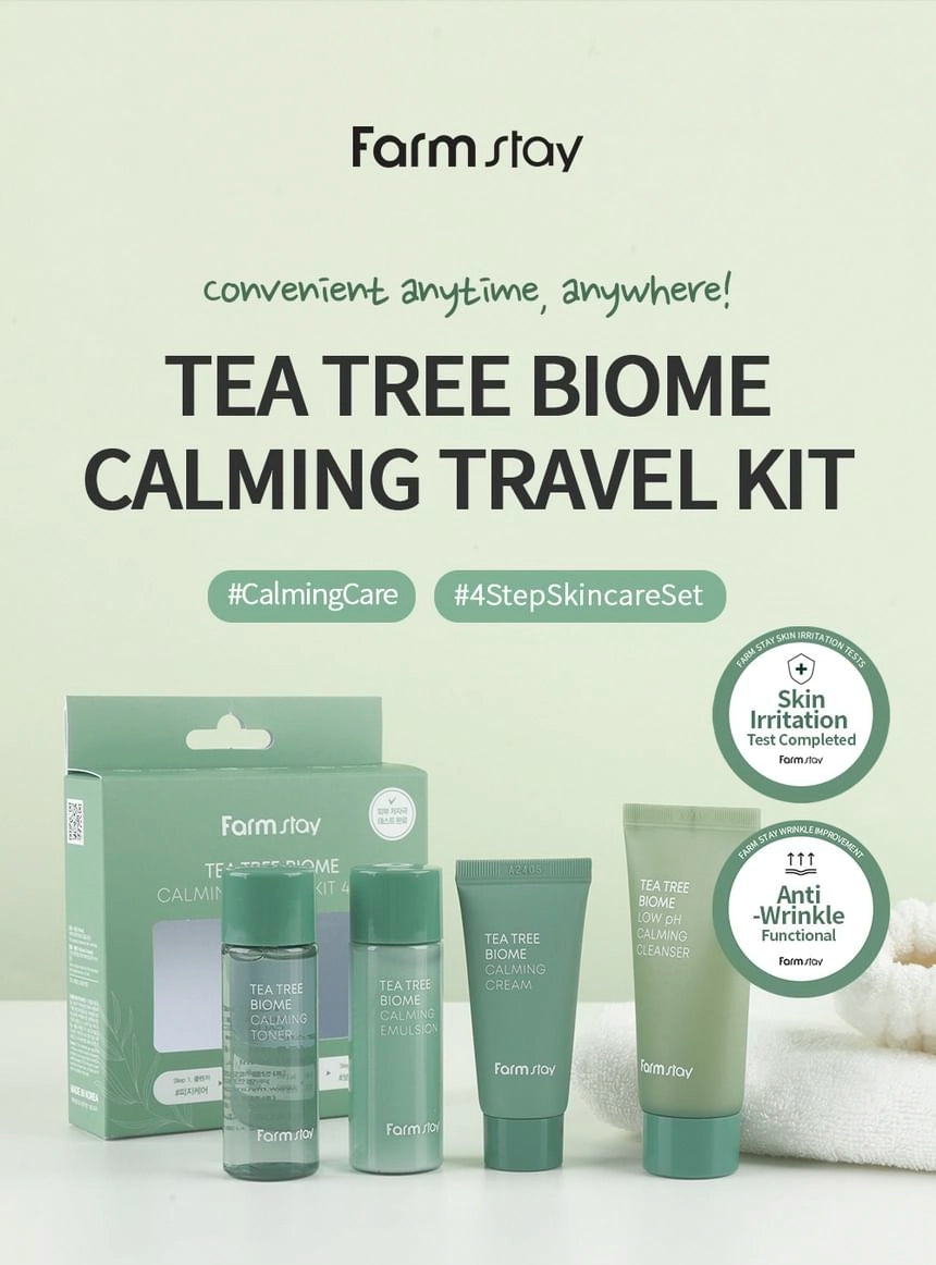 Farmstay - Tea Tree Biome Calming Travel Kit 4 (Toner, Emulsion, Low pH Cleanser, Cream)