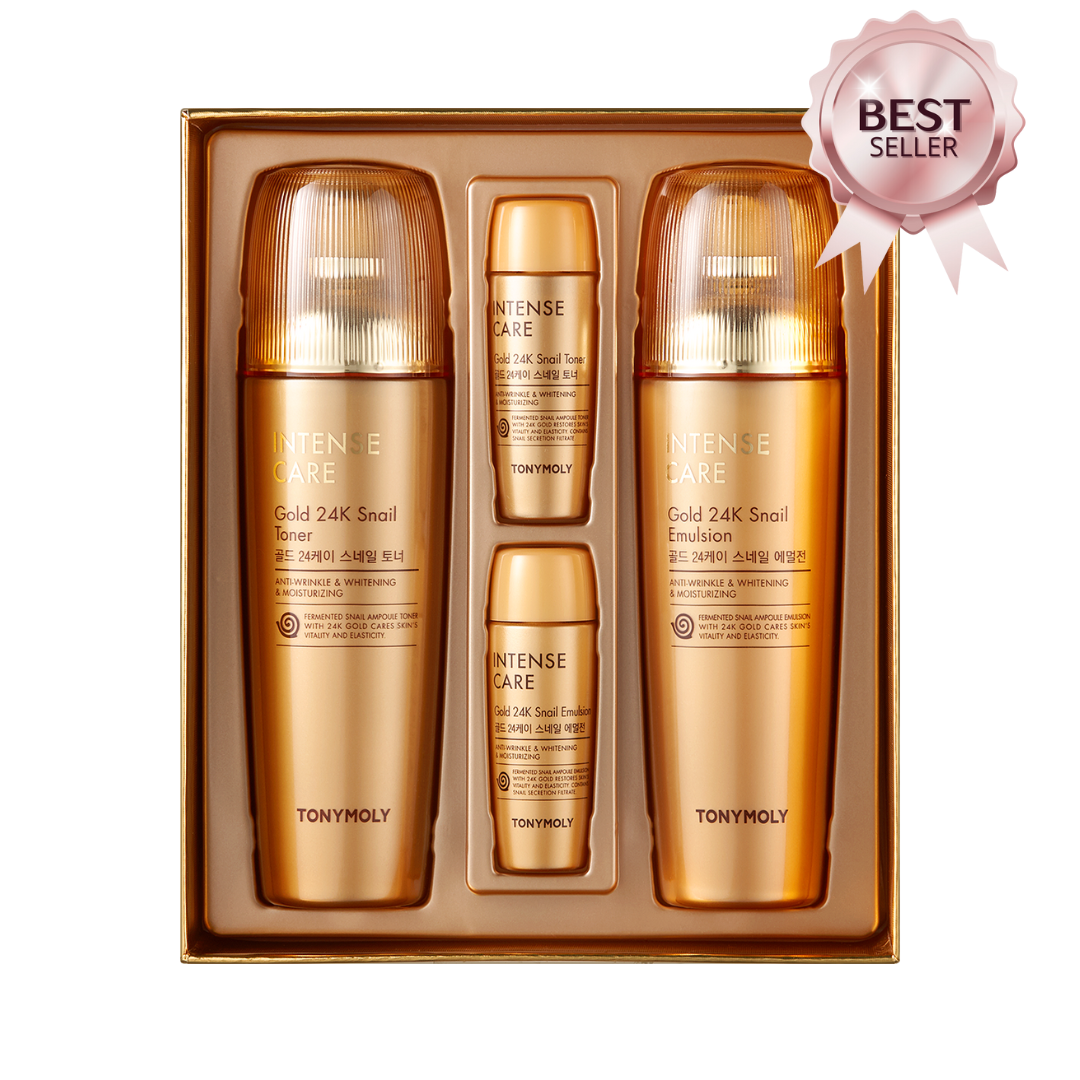 TONYMOLY Gold 24K Snail 2 Set Kujdesi për Lëkurën – set luksoz koreano me mucin kërmilli dhe ar 24K, i disponueshëm tek Bassko.