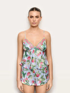 Juicy - Set saten (kanatjere + pantallona te shkurtra) për femra