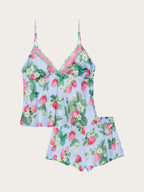 Juicy - Set saten (kanatjere + pantallona te shkurtra) për femra