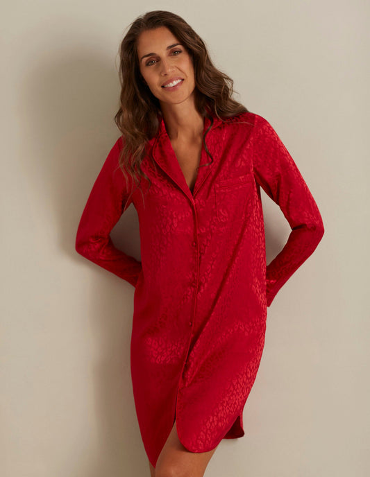 Long-sleeve nightshirt - Red Leopard