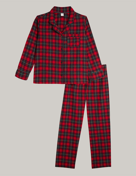 Long-Pyjamas with front opening - Tartan Family