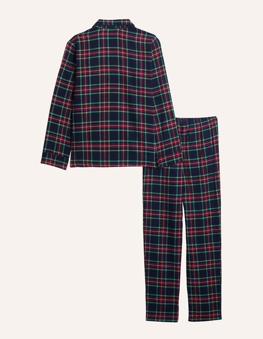 Tartan Family - Girl Long-Pyjamas with front opening