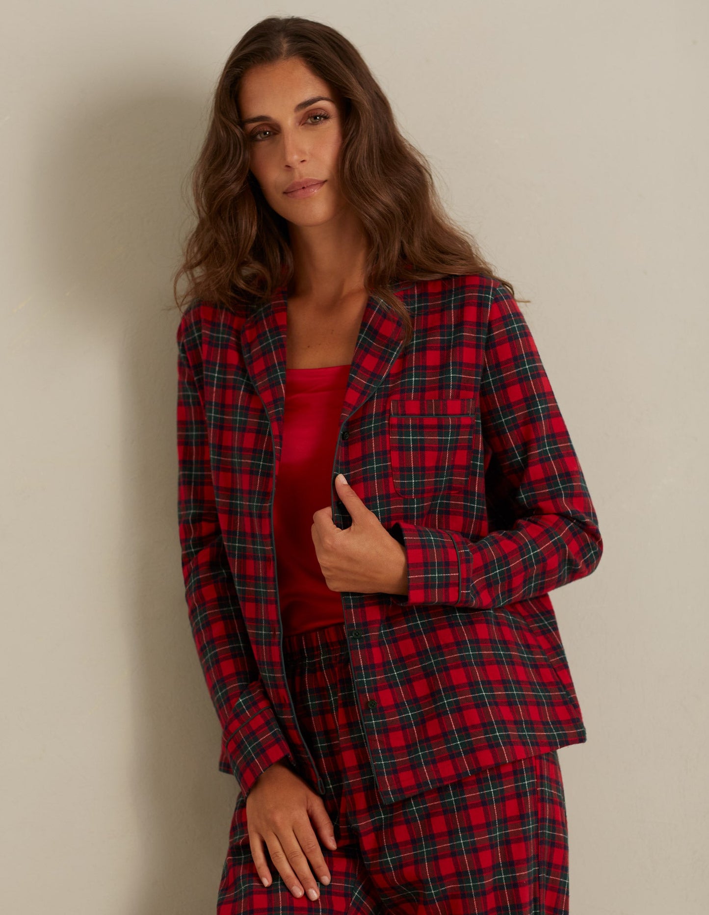 Long-Pyjamas with front opening - Tartan Family