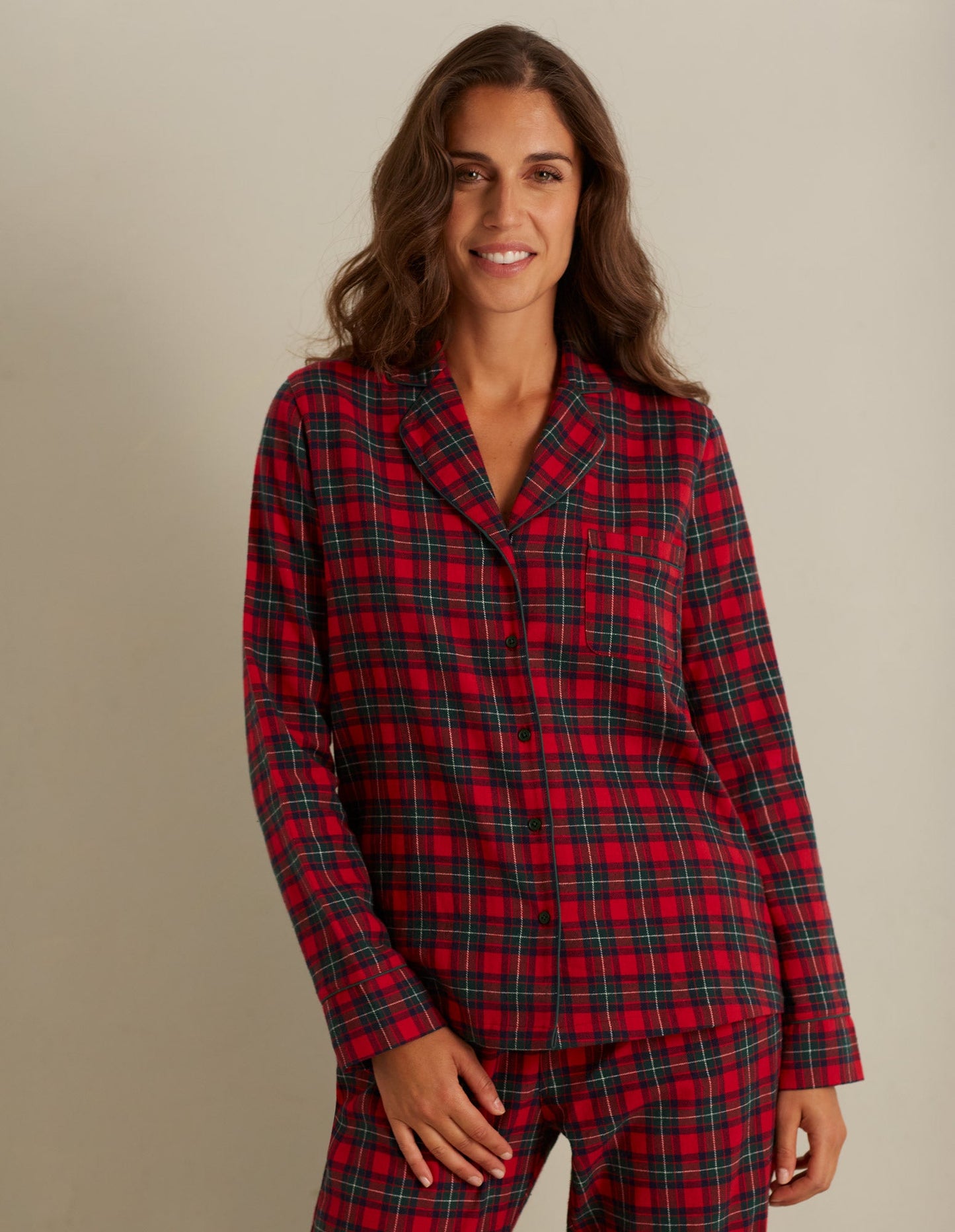 Long-Pyjamas with front opening - Tartan Family