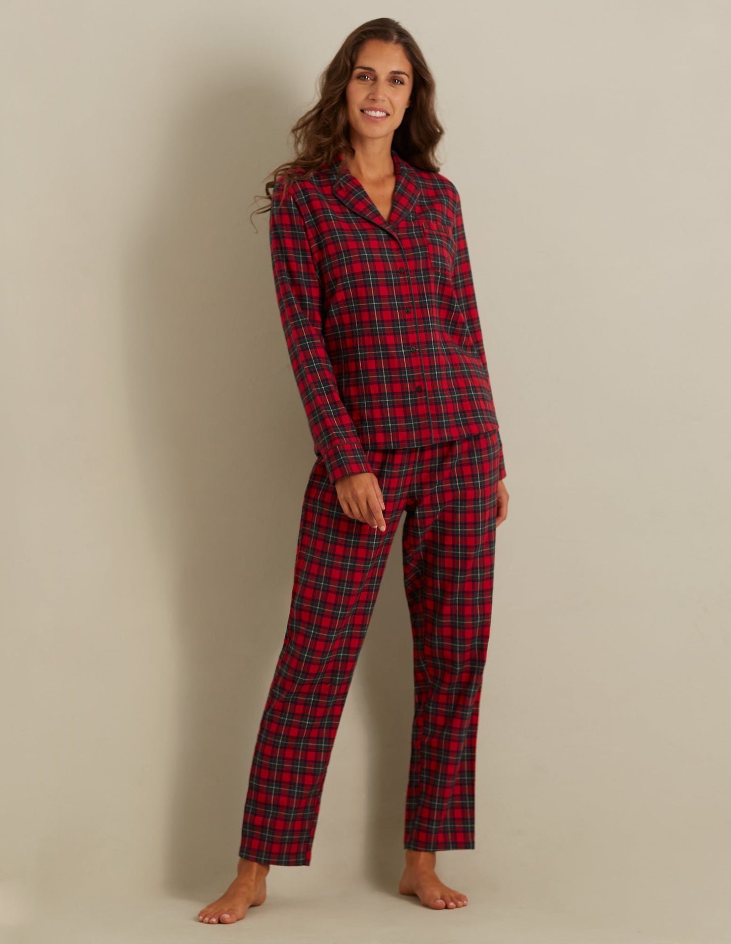 Long-Pyjamas with front opening - Tartan Family