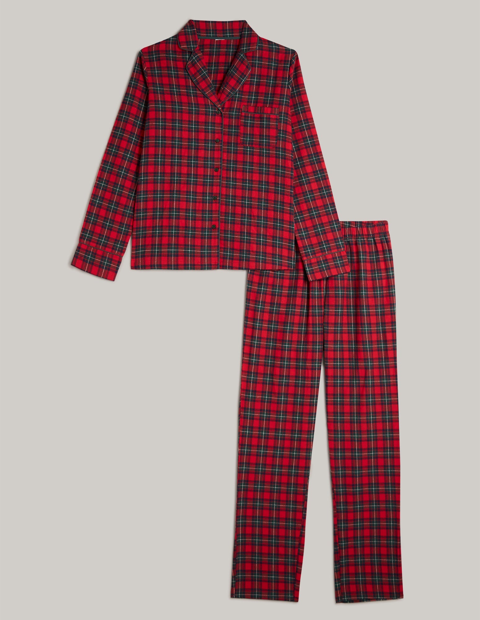 Long-Pyjamas with front opening - Tartan Family