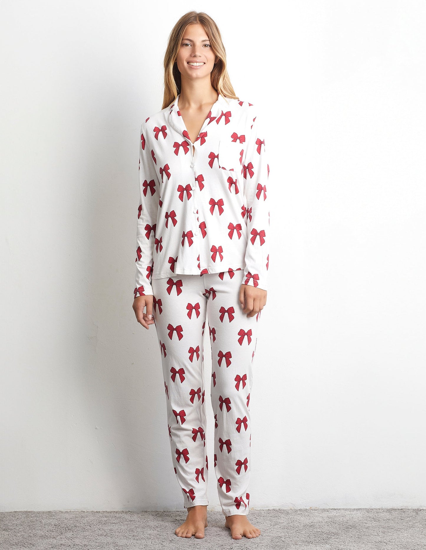 Bow Lover - Woman Long-Pyjamas with front opening