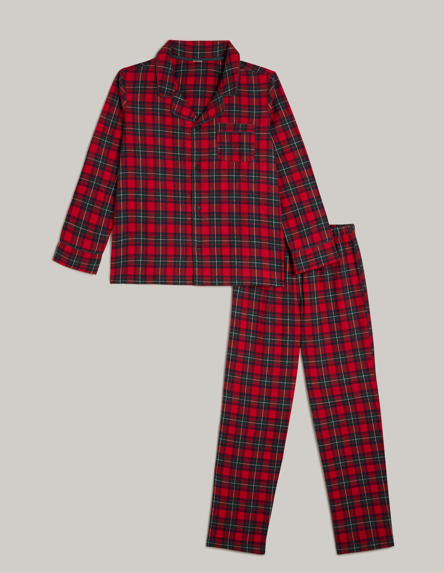 Long-Pyjamas with front opening - Tartan Family