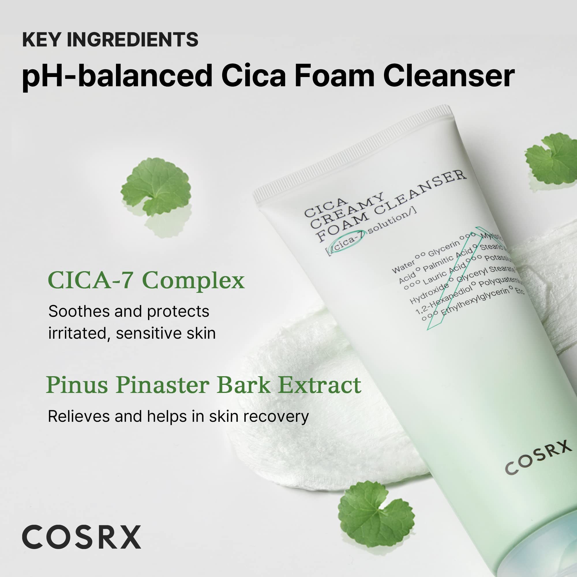 COSRX - Pure Fit Cica Creamy Foam Cleanser (pastrues fytyre)