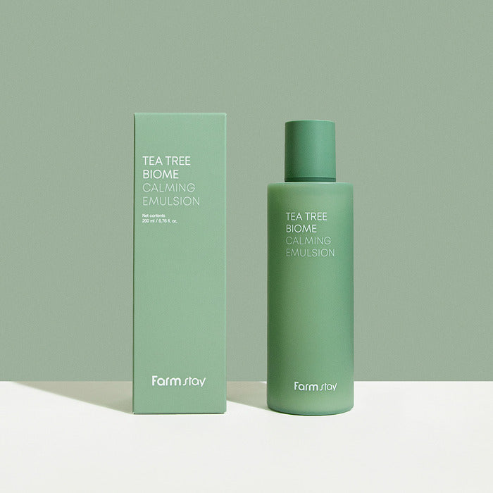 Farmstay Tea Tree Biome Calming Emulsion – Lightweight Moisturizing Emulsion for Calm, Balanced, Hydrated Skin (Sensitive, Oily & Acne-Prone Friendly)