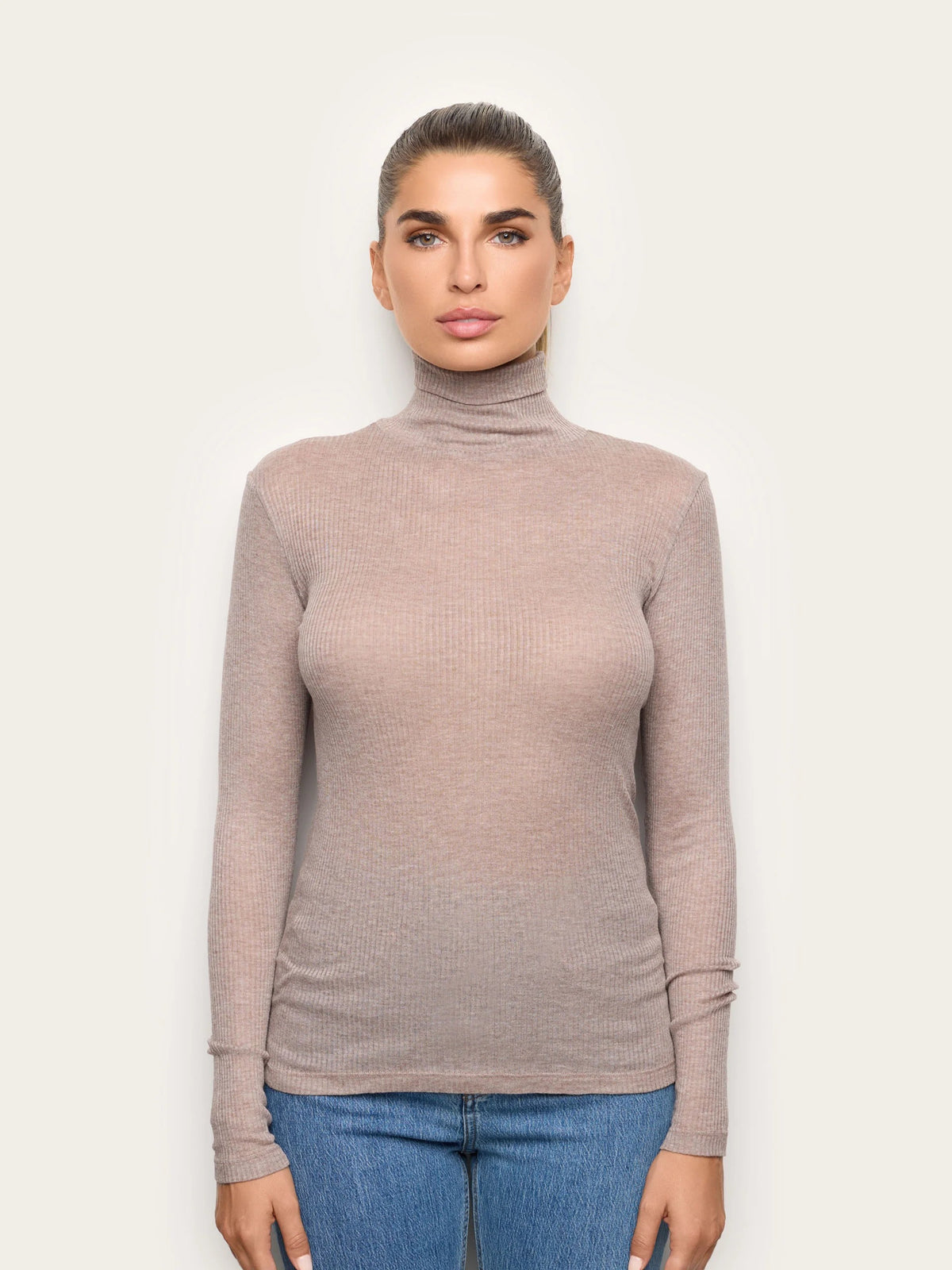 Light Cashmere Rib - Long-sleeve high neck T-shi