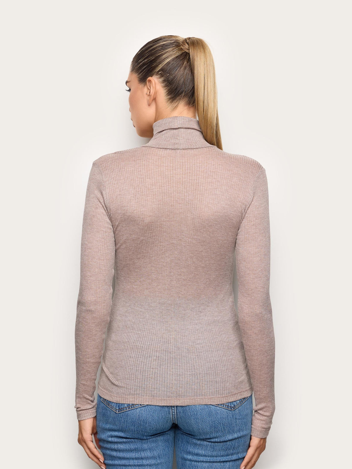 Light Cashmere Rib - Long-sleeve high neck T-shi