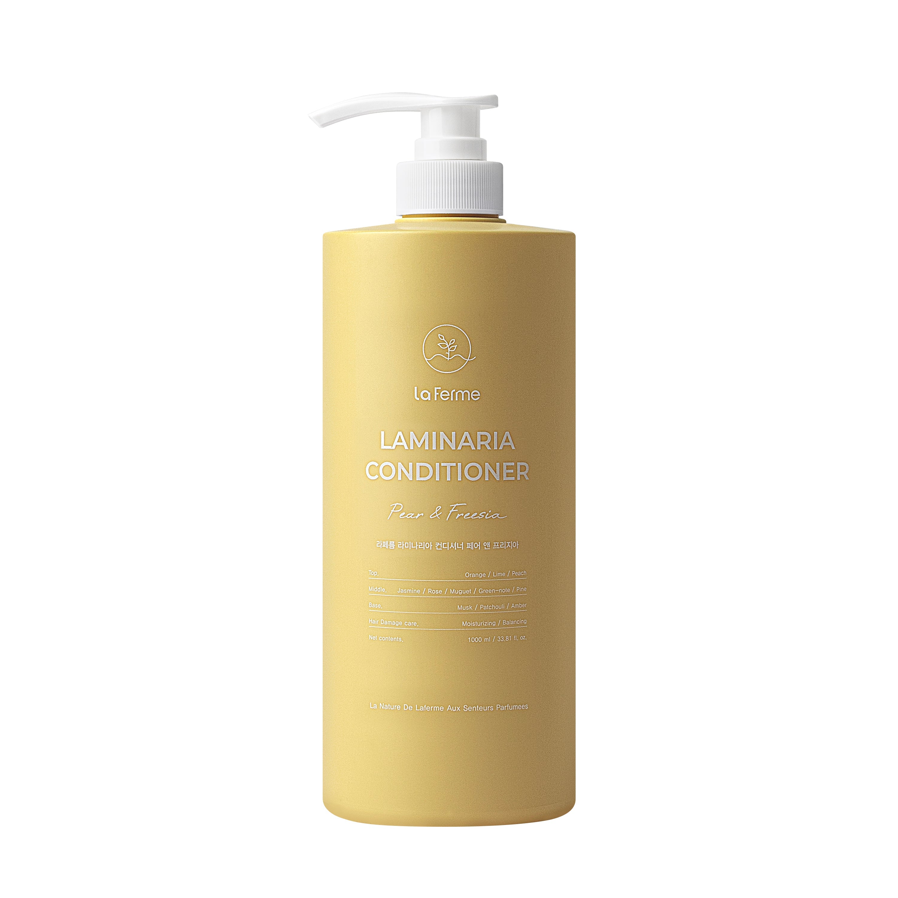 LaFerme Laminaria Conditioner 1000ml (Pear & Freesia, White Musk, Pine & Eucalyptus) – balsam flokësh rigjenerues me aroma natyrale për butësi dhe shkëlqim nga Bassko.