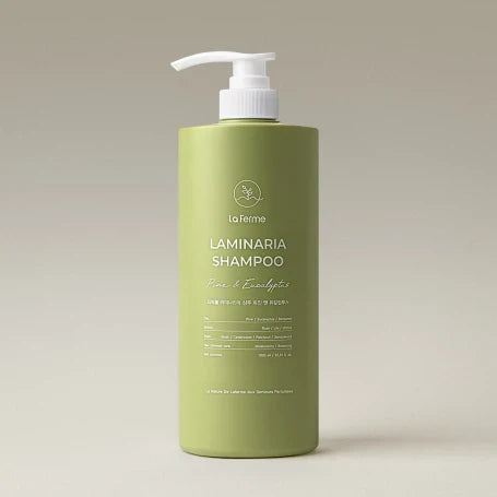 LaFerme Laminaria Shampoo 1000ml (Pear & Freesia, White Musk, Pine & Eucalyptus) – shampo rigjeneruese me aroma natyrale për flokë të fortë dhe të shëndetshëm nga Bassko.