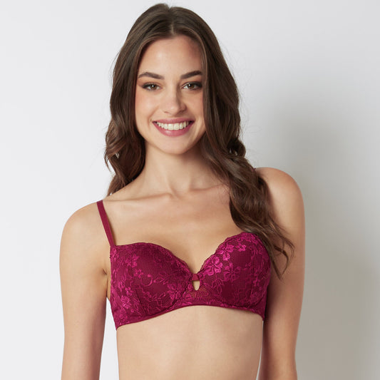 Padded balcony bra in different cup size - Primula color